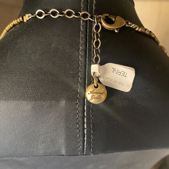 NWT Avant Garde Paris Brutalist Bronze AB Crystal Statement Collar Necklace - Picture 4 of 11